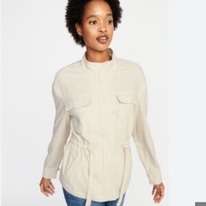 0ld Navy Cream Ochre To You Gorpcore Preppy Linen Blend Utility Jacket Size L